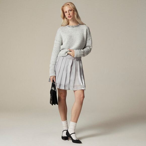 J. Crew Embellished Pullover Sweater Long Sleeve Light Grey Silver Size XS NWT - Picture 2 of 11